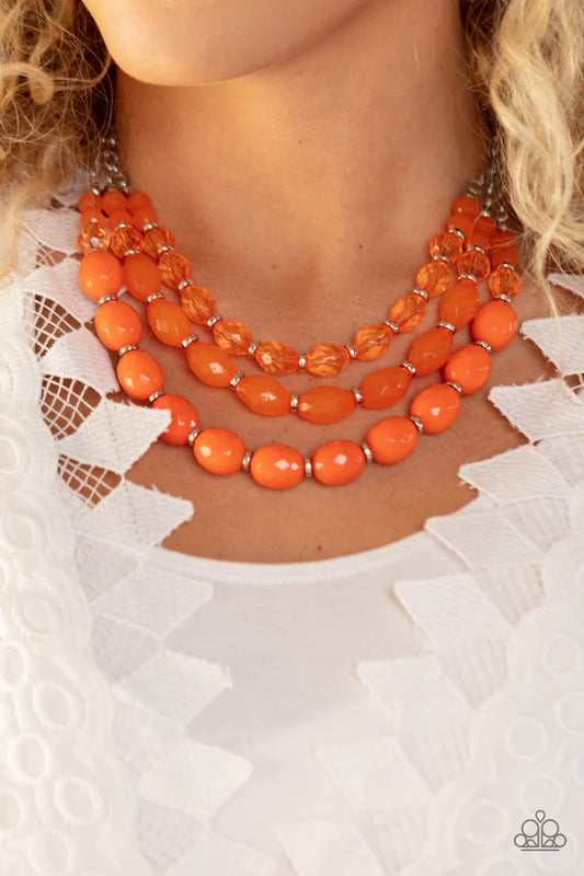 Paparazzi Tropical Hideaway - Orange Necklace Paparazzi Jewelry Images 