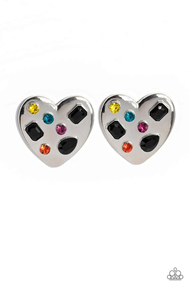 Paparazzi Relationship Ready - Black Heart  Earrings