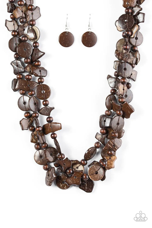 Wood Jewelry - Paparazzi Living The Tropical Life - Brown Necklace Paparazzi jewelry image