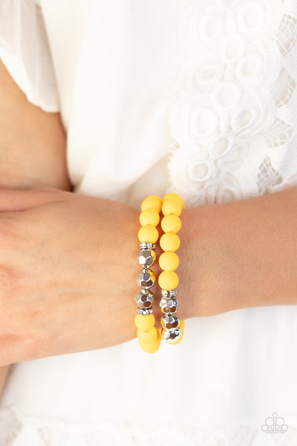 Paparazzi 2 Piece Set: Summer Splash - Yellow Necklace & Dip and Dive - Yellow Bracelet