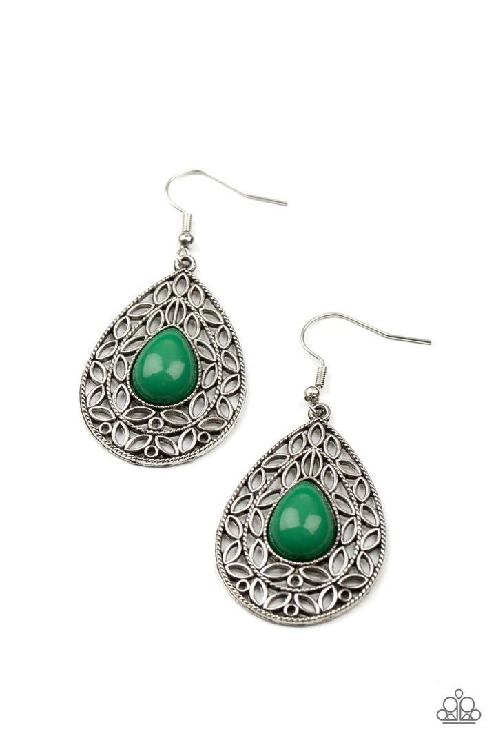 Paparazzi Fanciful Droplets - Green Earring