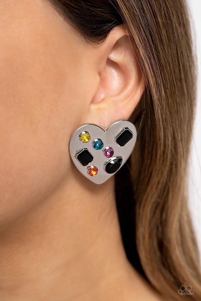 Paparazzi Relationship Ready - Black Heart  Earrings