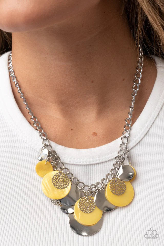 Paparazzi Oceanic Opera - Yellow Necklace Paparazzi Jewelry Images 