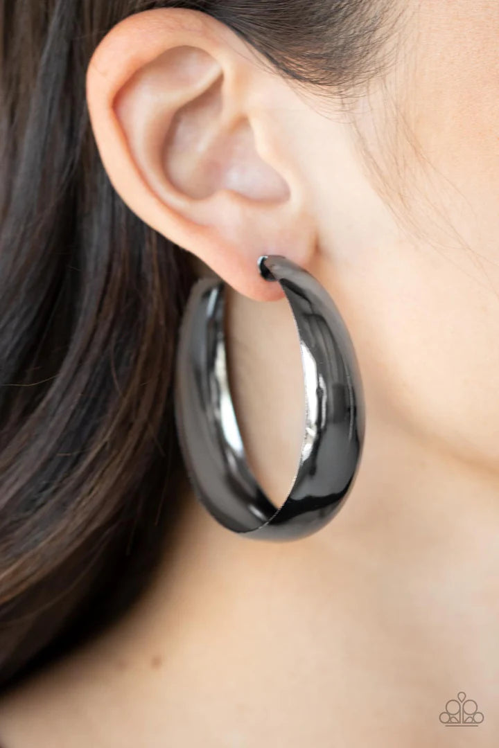 Paparazzi Flat Out Flawless - Black Hoop Earring