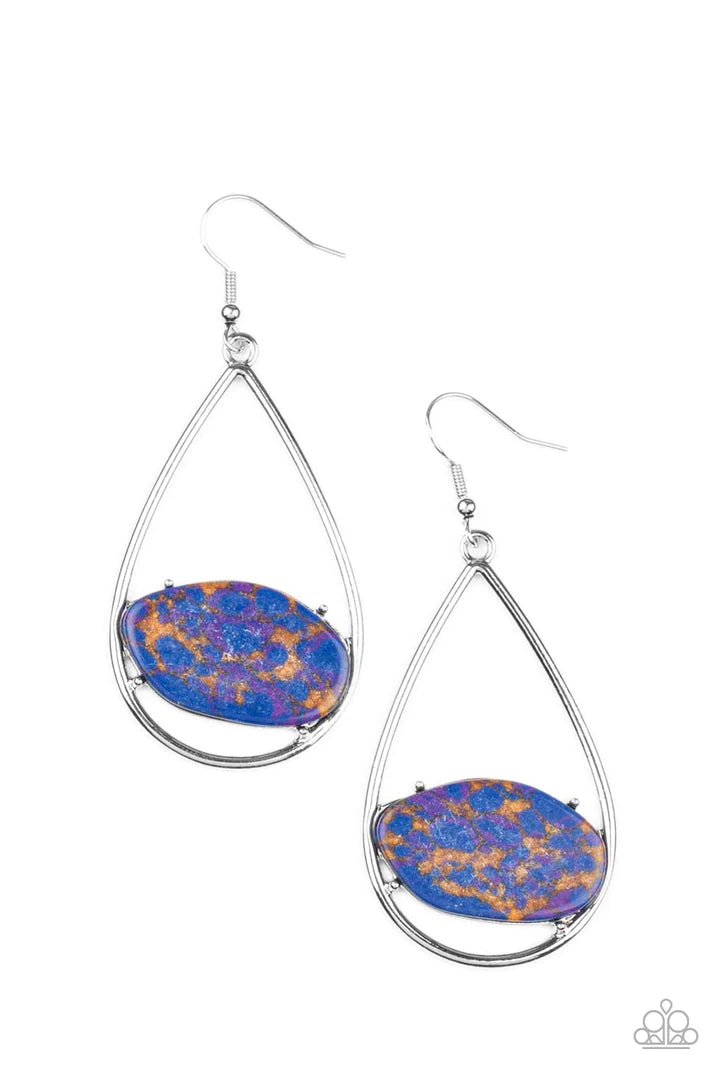 Drop Earrings Silver - Paparazzi Tropical Terrazo - Multi Earrings Paparazzi jewelry image