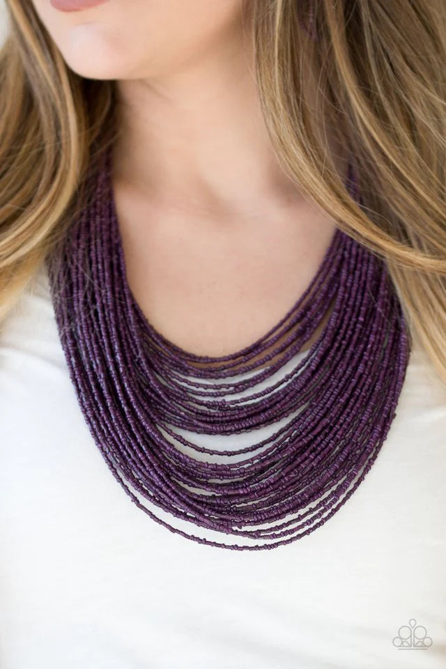 Seed Bead Necklace - Paparazzi Ice Storm - Purple Necklace Paparazzi jewelry image