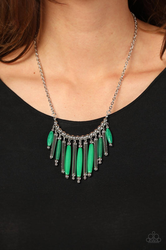 Bead Necklace - Paparazzi Bohemian Breeze - Green Necklace Paparazzi jewelry image