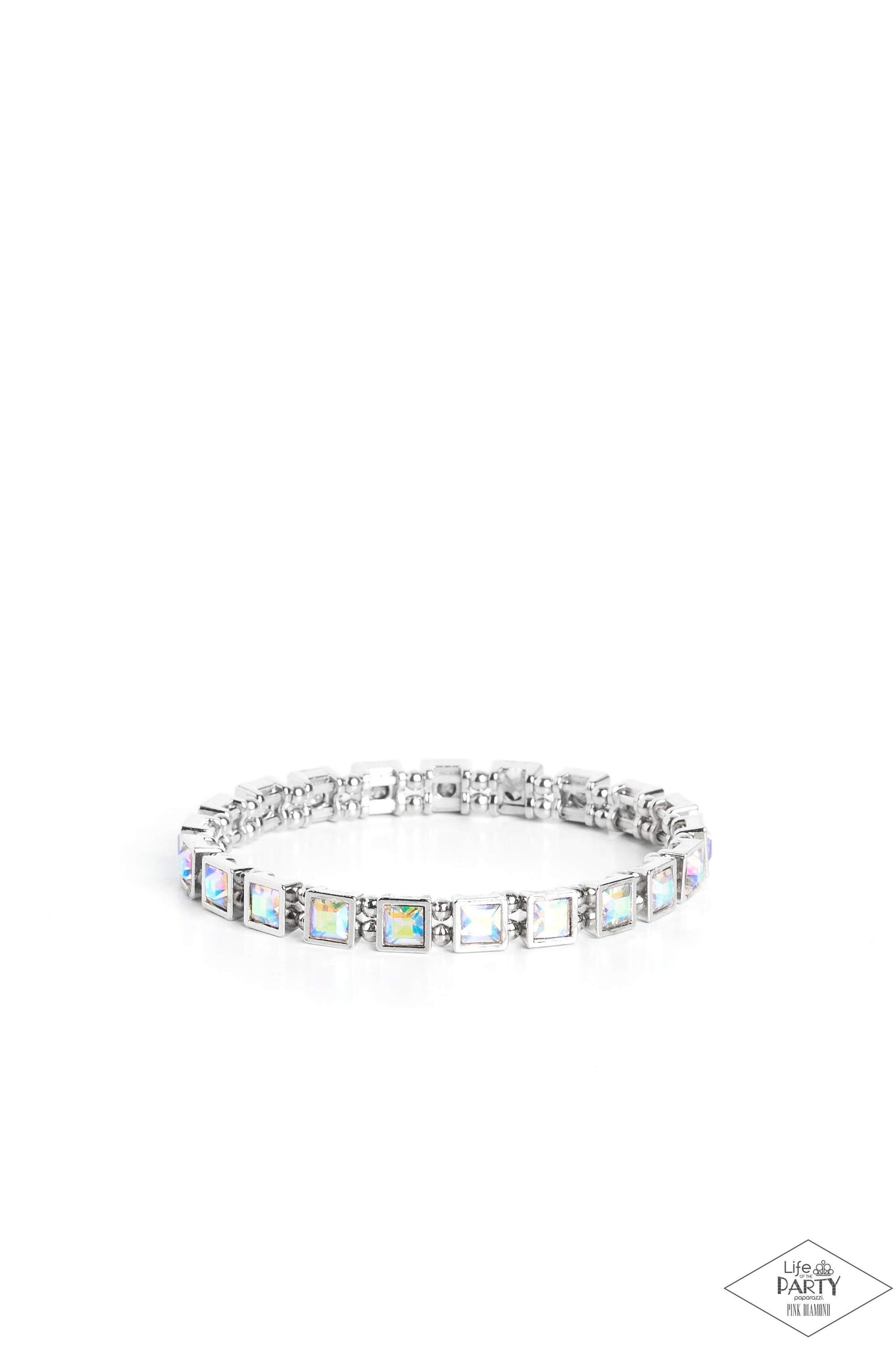 A GLAM Of Few Words - Multi Iridescent Bracelet - Pink Diamond Life of the Party Paparazzi jewelry image