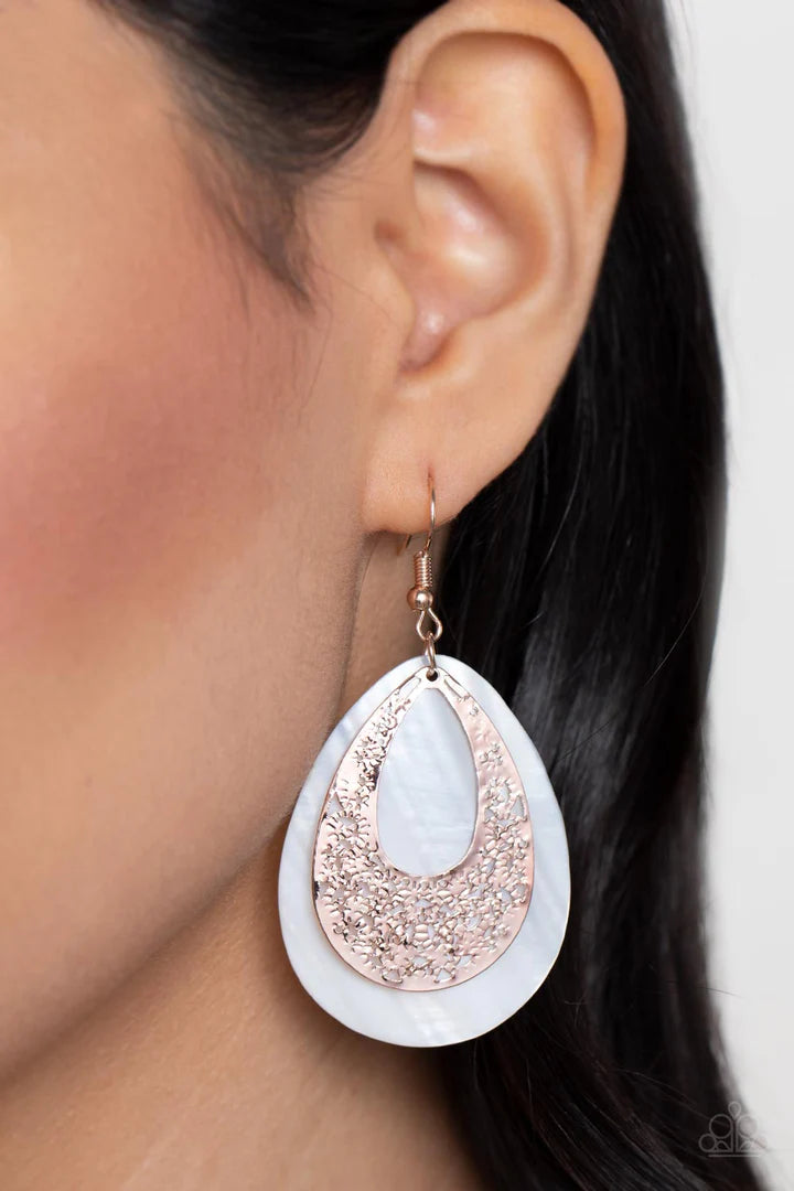 Paparazzi Bountiful Beaches - Rose Gold Earring Paparazzi Jewelry Images 