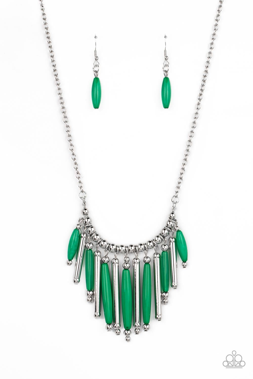 Bead Necklace - Paparazzi Bohemian Breeze - Green Necklace Paparazzi jewelry image