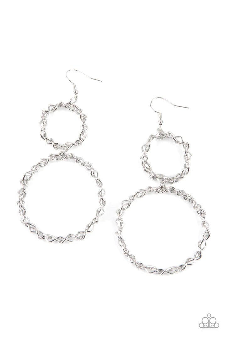 Paparazzi Earrings - Paparazzi Twist of Fabulous - Silver Earring Paparazzi jewelry image