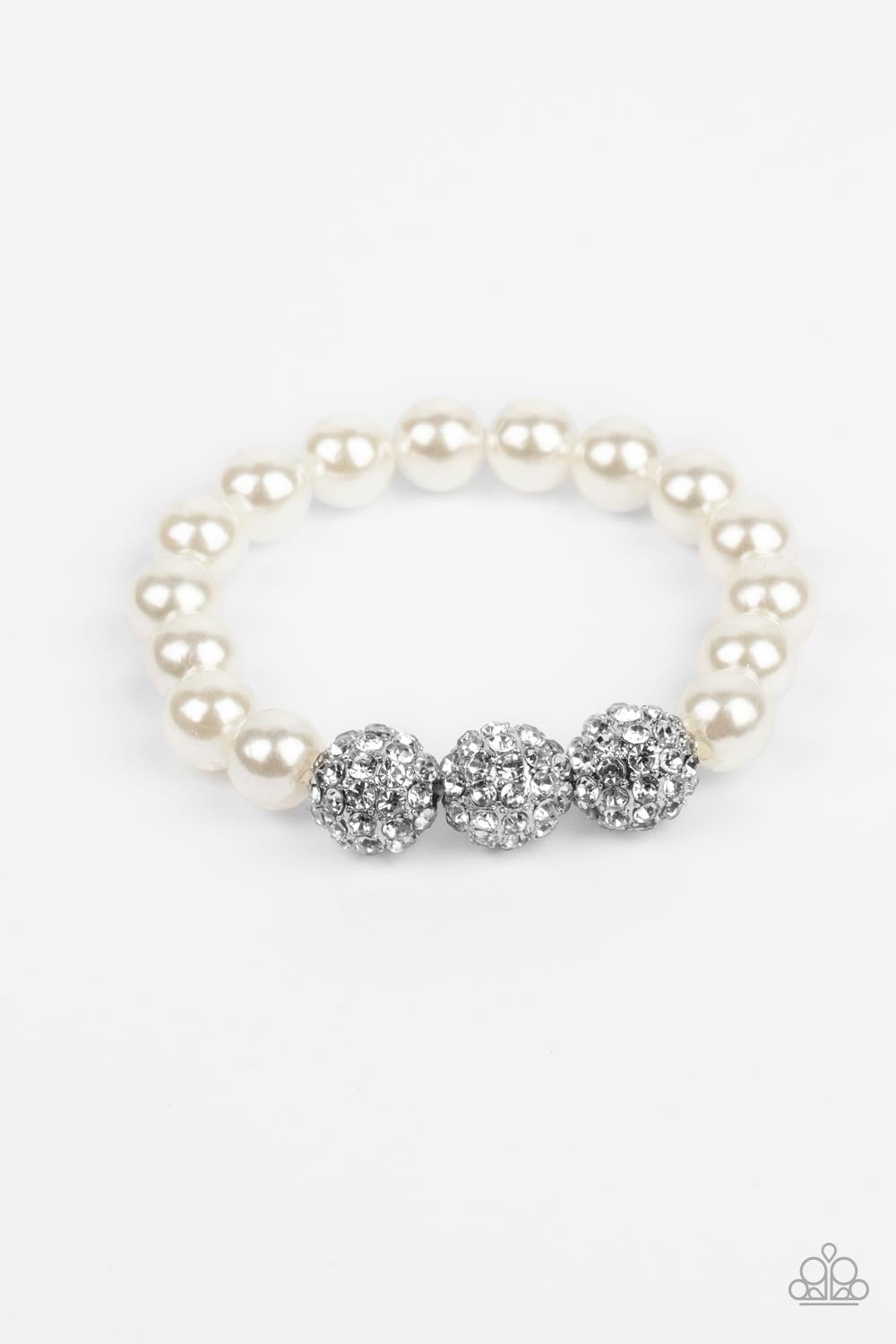 Paparazzi Breathtaking Ball - White Bracelet 