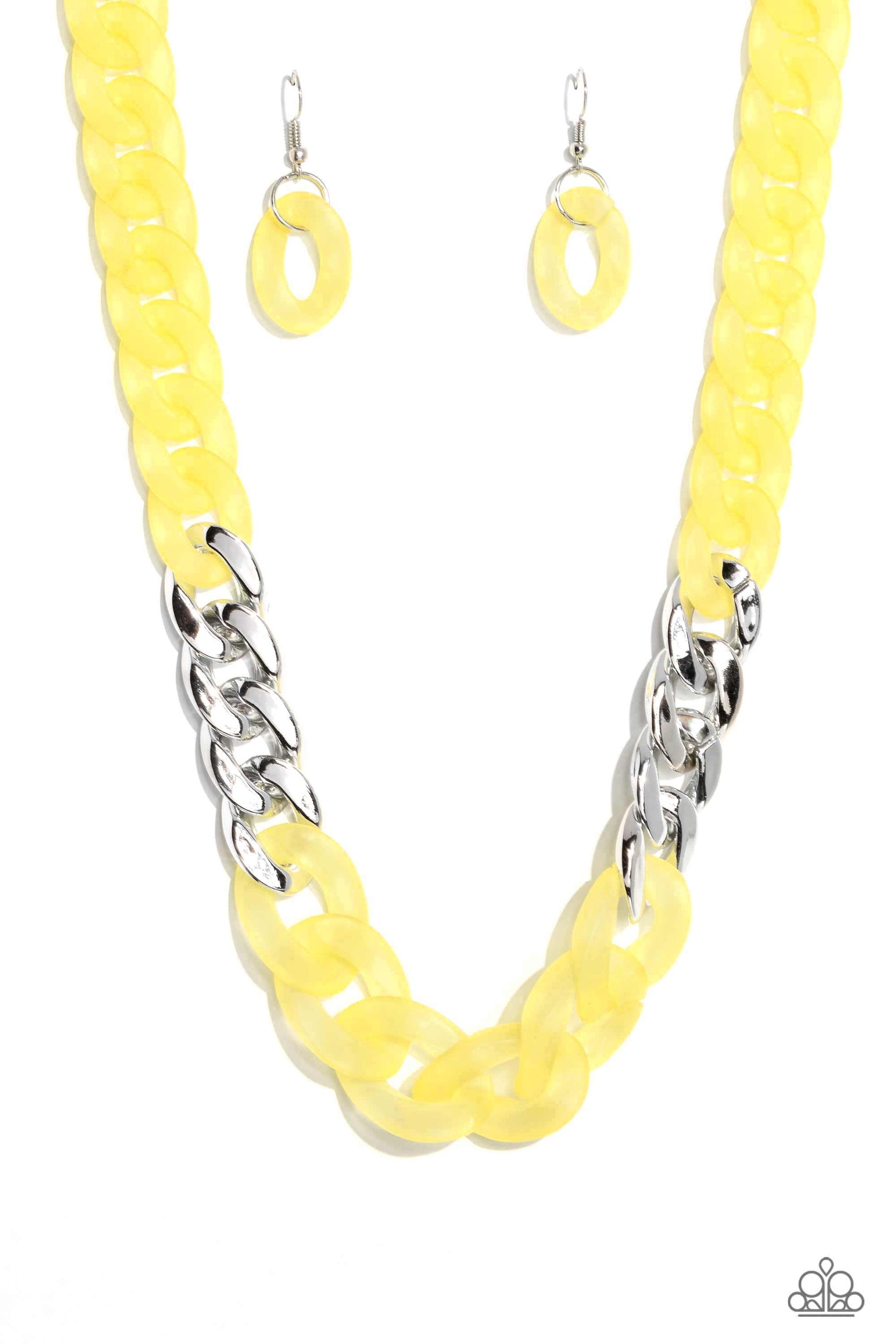 Paparazzi Curb Your Enthusiasm - Yellow Necklace Paparazzi Jewelry image