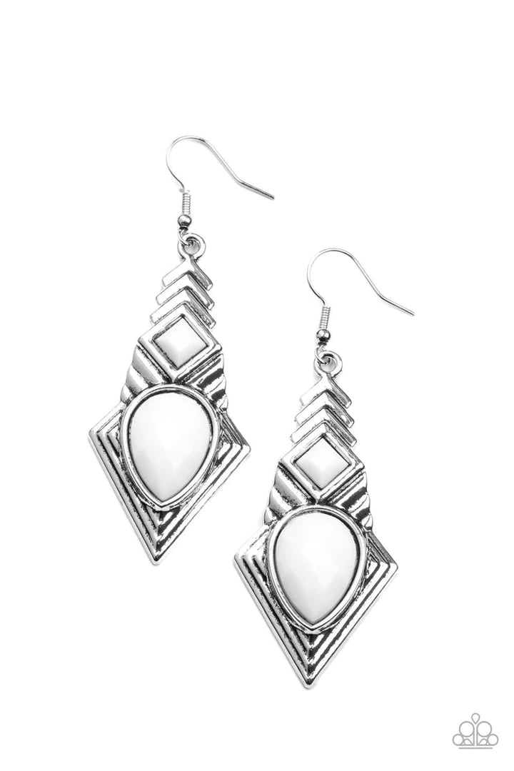 Paparazzi Stylishly Sonoran - White Earrings Paparazzi Jewelry Images 