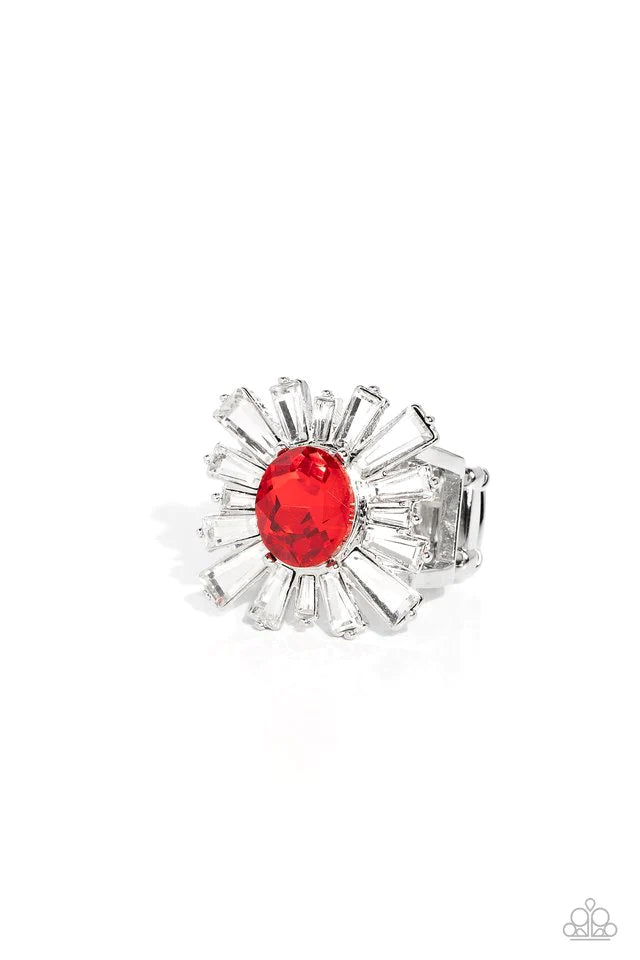 Fashion Rings - Paparazzi Starburst Season - Red Ring Paparazzi  jewelry  image