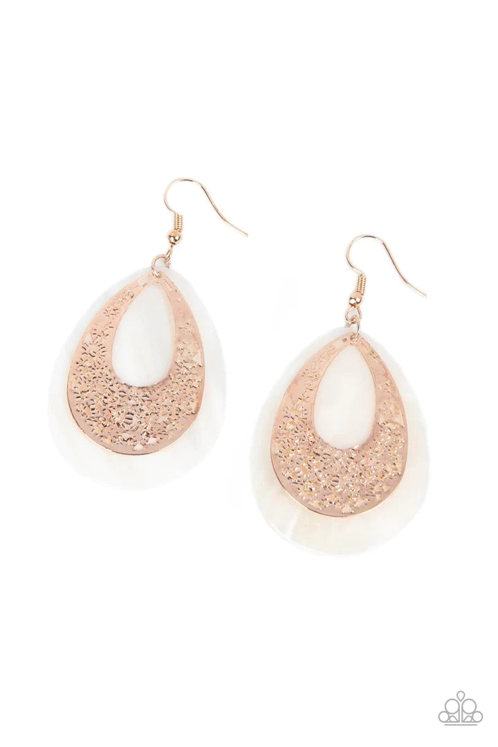 Paparazzi Bountiful Beaches - Rose Gold Earring Paparazzi Jewelry Images 