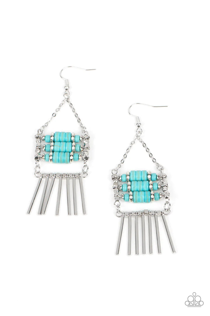 Paparazzi Tribal Tapestry - Blue Earrings Paparazzi Jewelry Images 