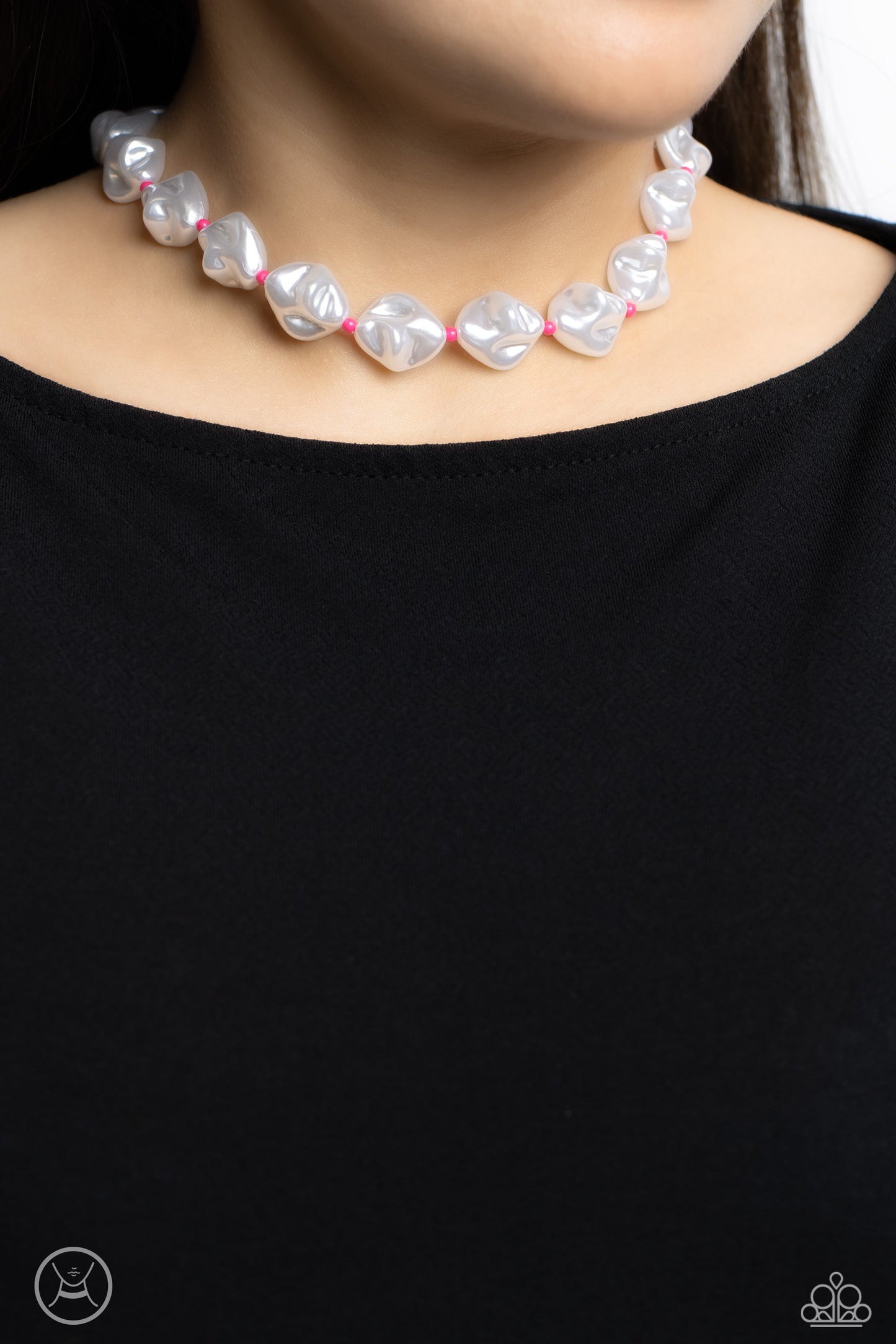 Choker Necklace - Paparazzi SHORE Enough - Pink Necklace Paparazzi jewelry image