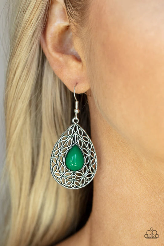 Paparazzi Fanciful Droplets - Green Earring