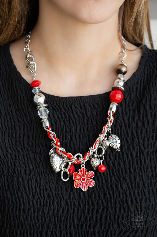 Paparazzi Charmed, I Am Sure - Red Necklace