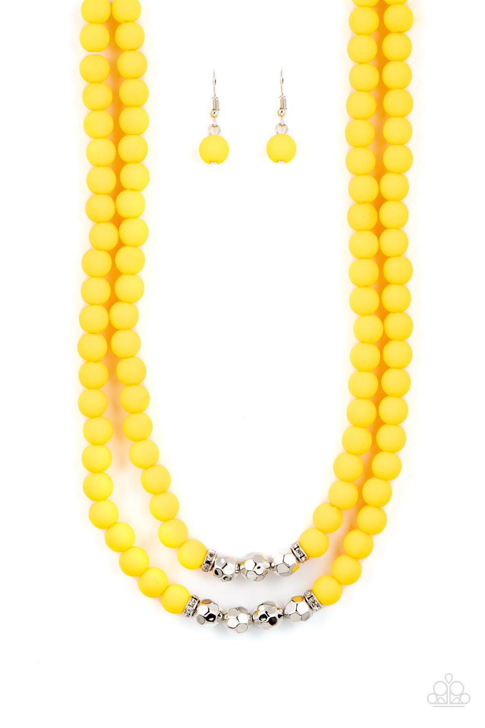 Paparazzi 2 Piece Set: Summer Splash - Yellow Necklace & Dip and Dive - Yellow Bracelet