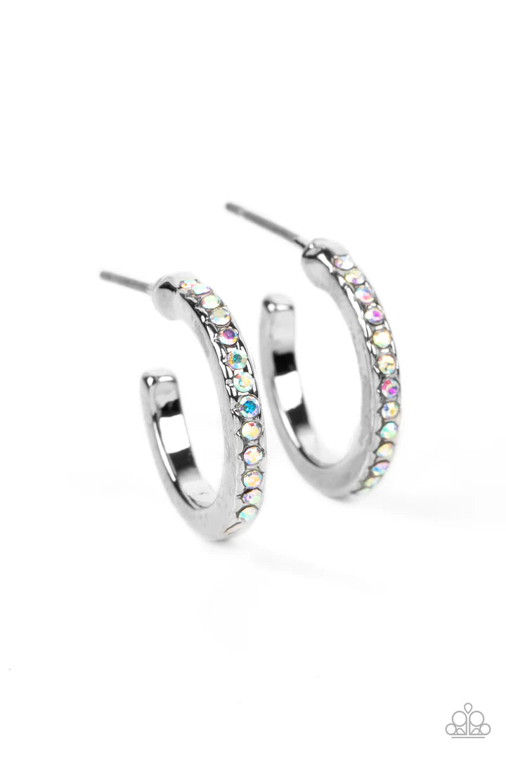 Paparazzi Audaciously Angelic - Multi Iridescent Hoop Earring