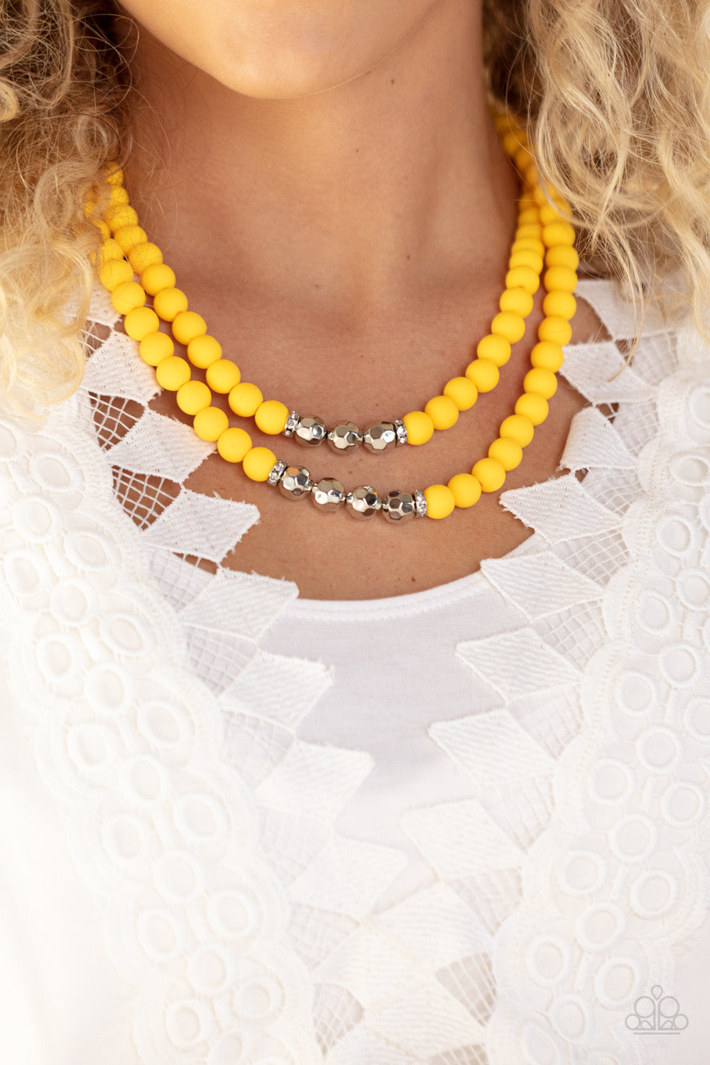 Paparazzi 2 Piece Set: Summer Splash - Yellow Necklace & Dip and Dive - Yellow Bracelet