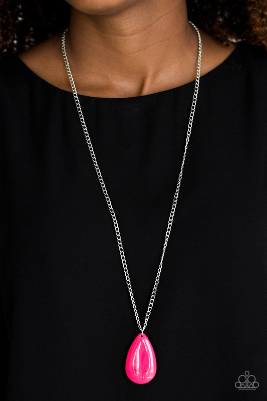 Paparazzi So Pop-YOU-lar - Pink Teardrop Necklace - A Finishing Touch Jewelry