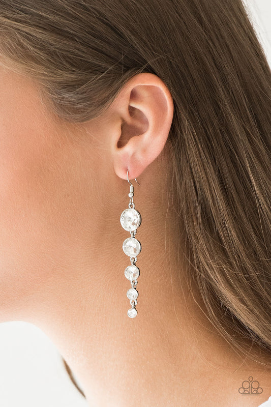 Paparazzi Raining Rhinestones - White Earrings Paparazzi jewelry images