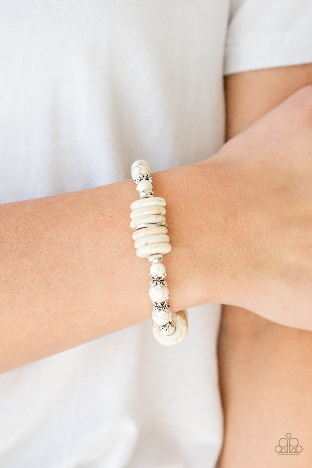 Paparazzi Sagebrush Serenade - White Bracelet - A Finishing Touch Jewelry