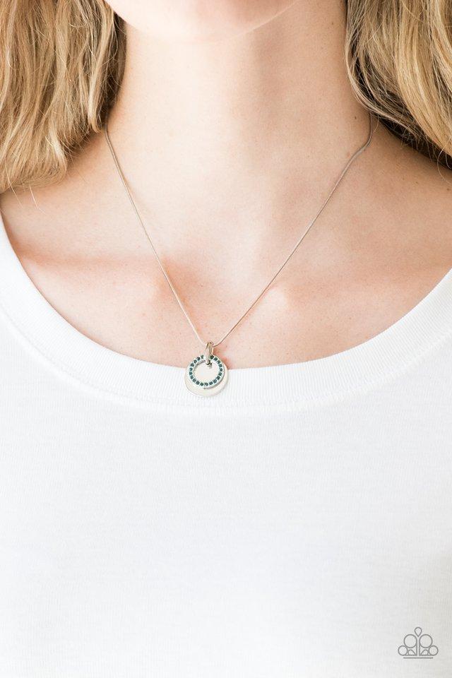 Paparazzi Front and CENTERED - Blue Rhinestone Necklace - A Finishing Touch Jewelry