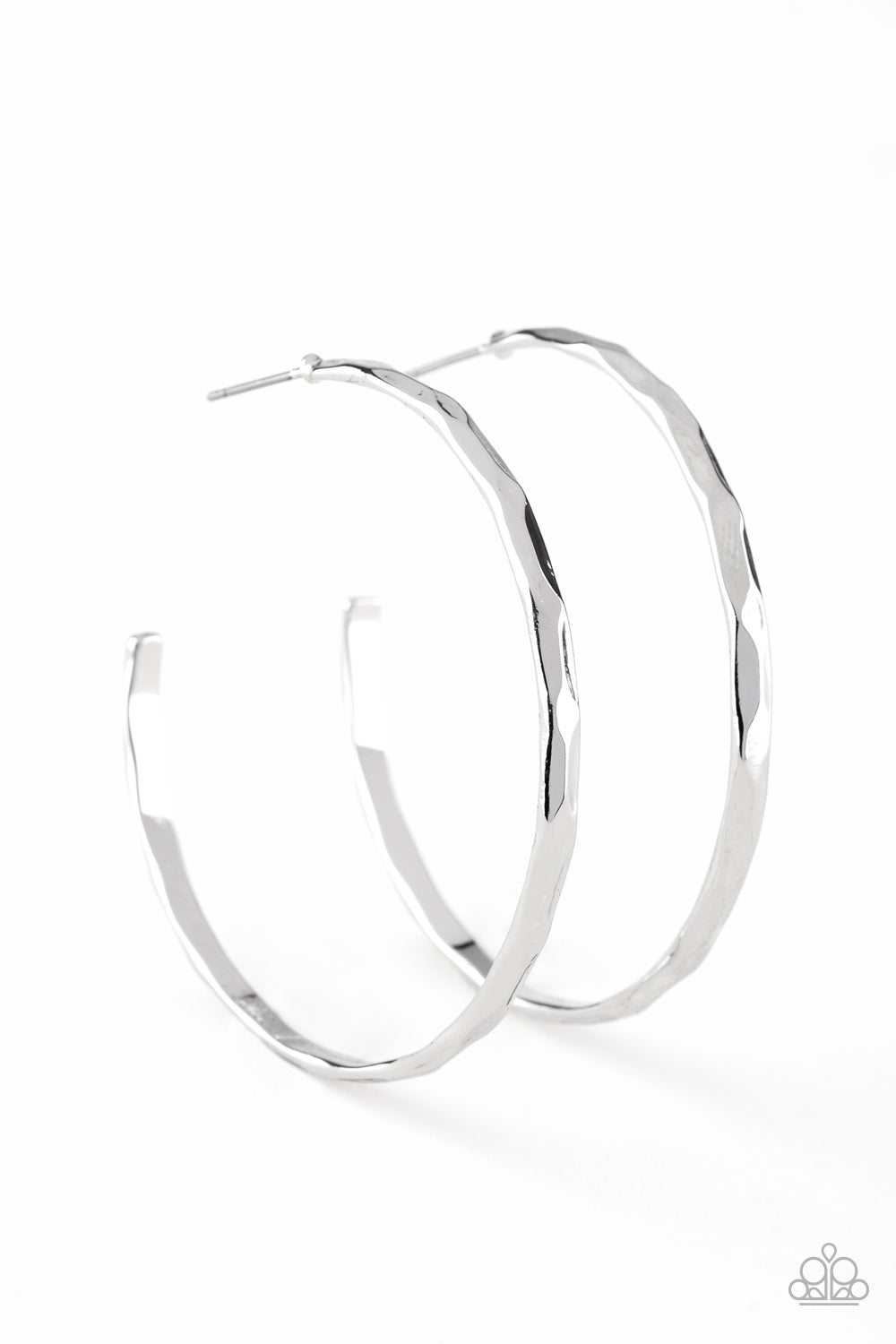 Paparazzi Geo Edge - Silver Hoop Earrings - A Finishing Touch 