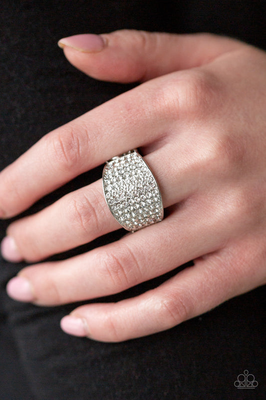Paparazzi Kaboom! - White Ring - A Finishing Touch Jewelry