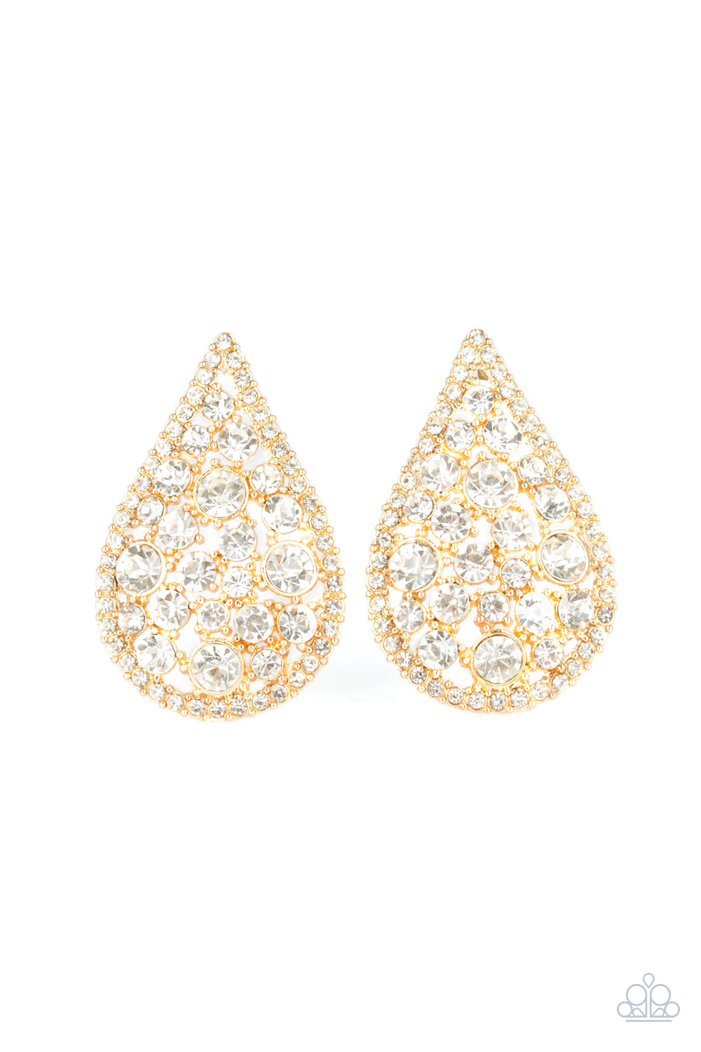 Paparazzi REIGN-Storm - Gold Teardrop Earrings - A Finishing Touch 