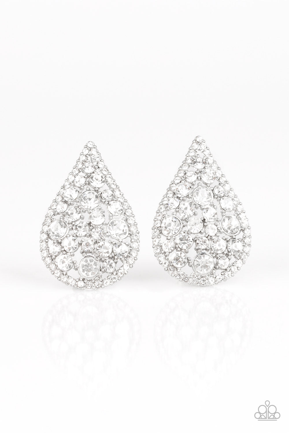 Paparazzi REIGN-Storm - White Teardrop Earrings - A Finishing Touch 