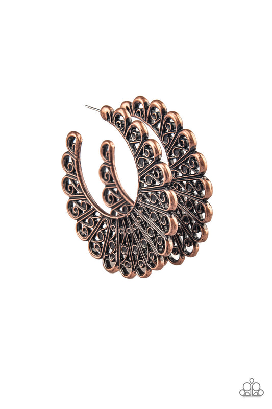 Paparazzi Funky Flirt - Copper Hoop Earrings - A Finishing Touch 