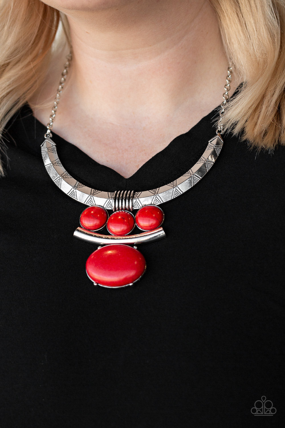 Paparazzi Commander In CHIEFETTE - Red Stone Necklace - A Finishing Touch 