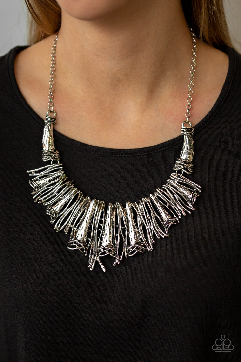 Paparazzi In The MANE-stream - Silver Antiqued Necklace - A Finishing Touch 