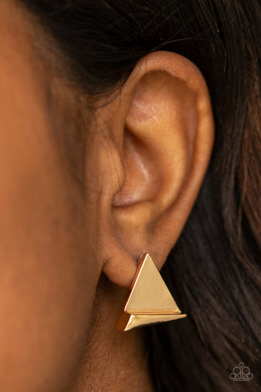 Paparazzi Die TRI-ing - Gold Earrings - A Finishing Touch 