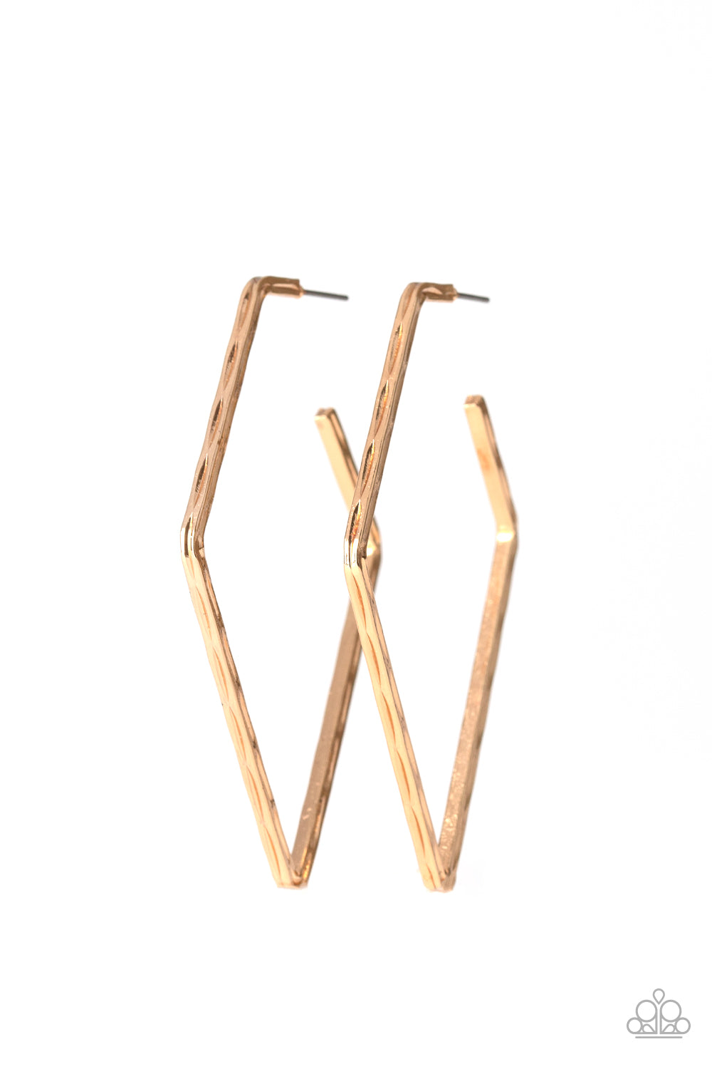 Paparazzi Geo Grunge - Gold Hoop Earrings - A Finishing Touch 