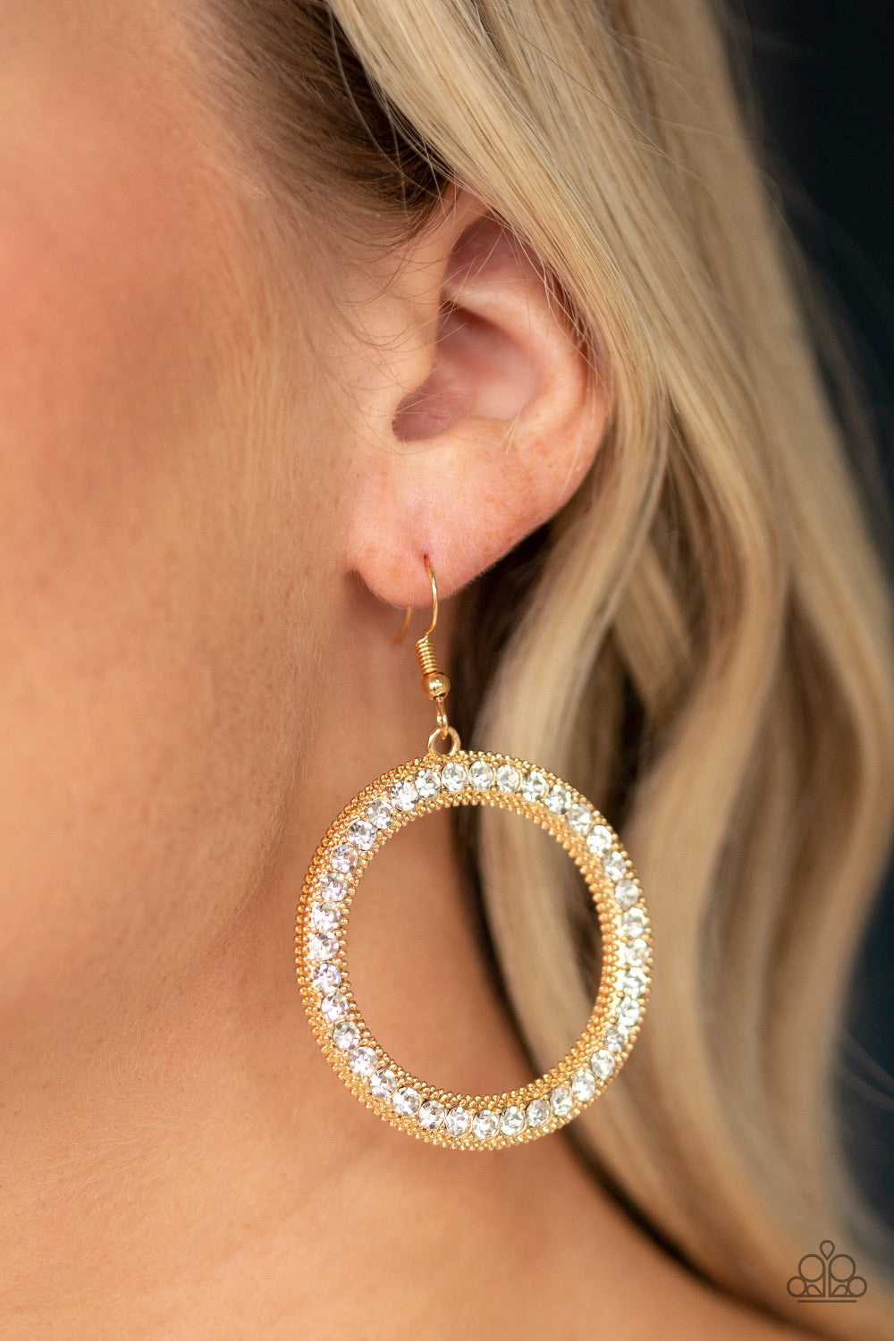 Paparazzi Haute Halo - Gold Earrings - A Finishing Touch 