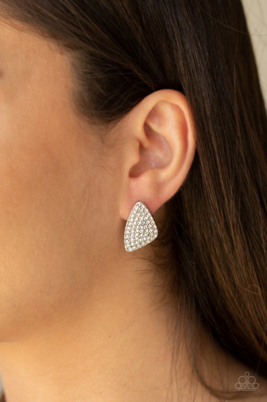 Paparazzi Supreme Sheen - White Post Earrings - A Finishing Touch 