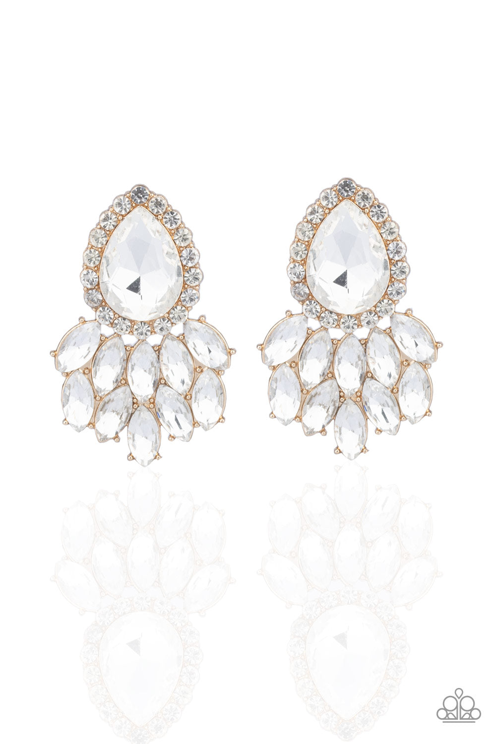 Paparazzi A Breath of Fresh HEIR Gold Rhinestone Earrings A Finishing Touch 