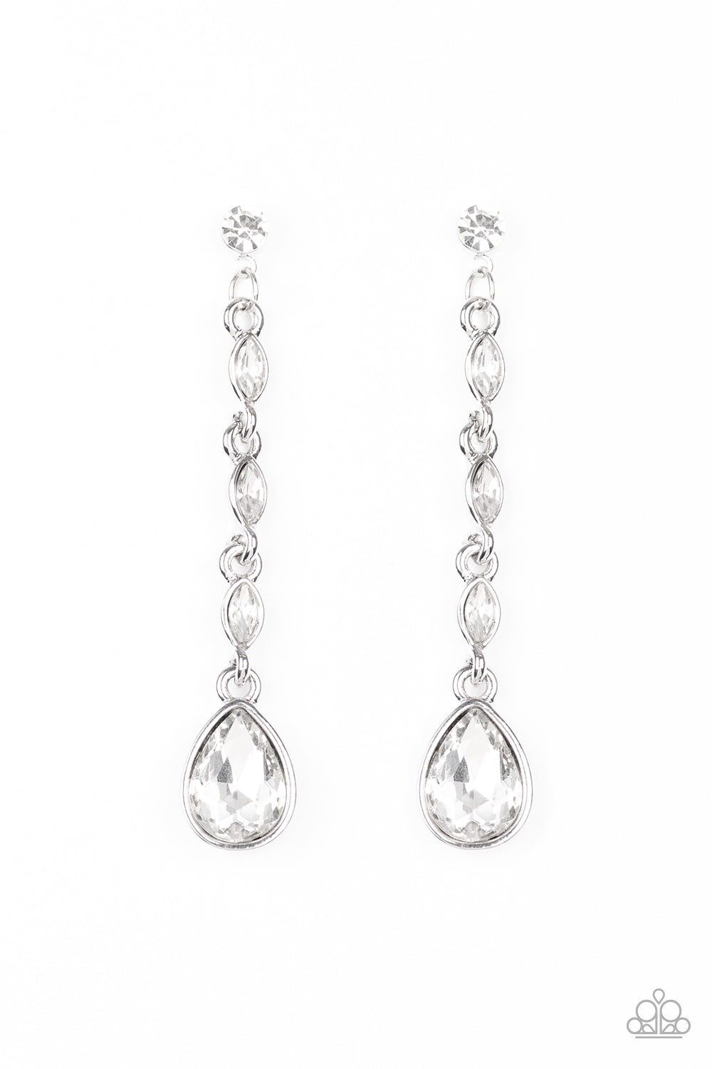 Paparazzi Must Love Diamonds - White Rhinestones Earrings - A Finishing Touch 