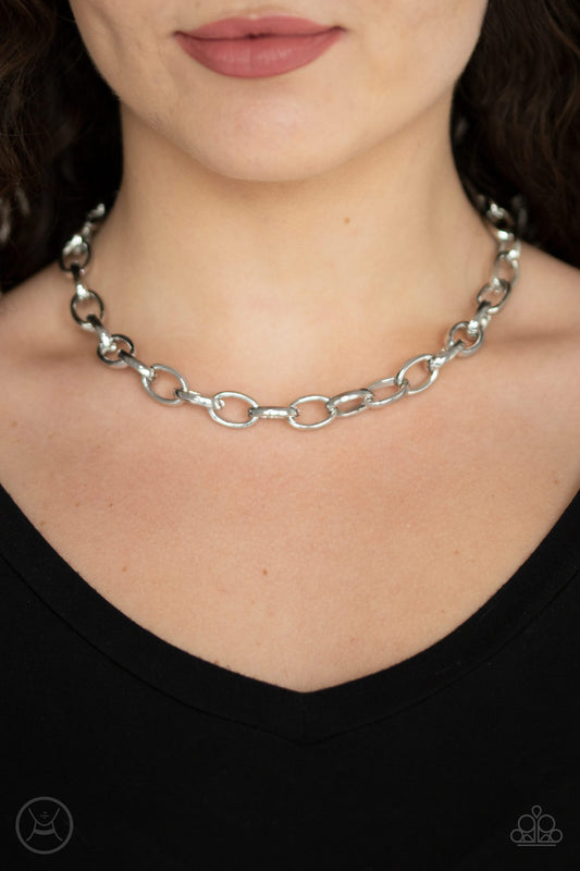 Paparazzi Urban Uplink -  Silver Chain Choker - A Finishing Touch 