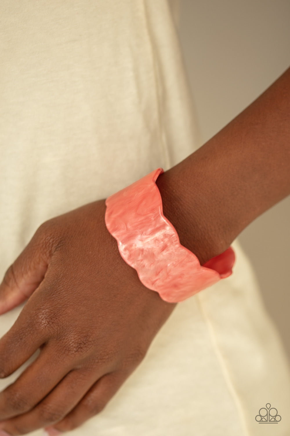 Paparazzi Retro Ruffle - Orange Acrylic Cuff Bracelet - A Finishing Touch 