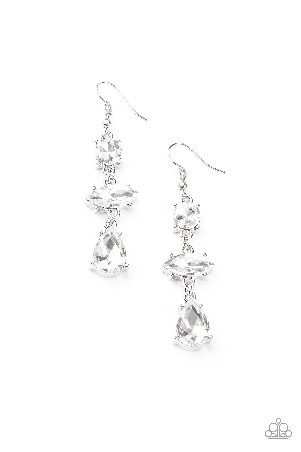 Paparazzi: Starlet Twinkle - White Rhinestone Earrings - A Finishing Touch 