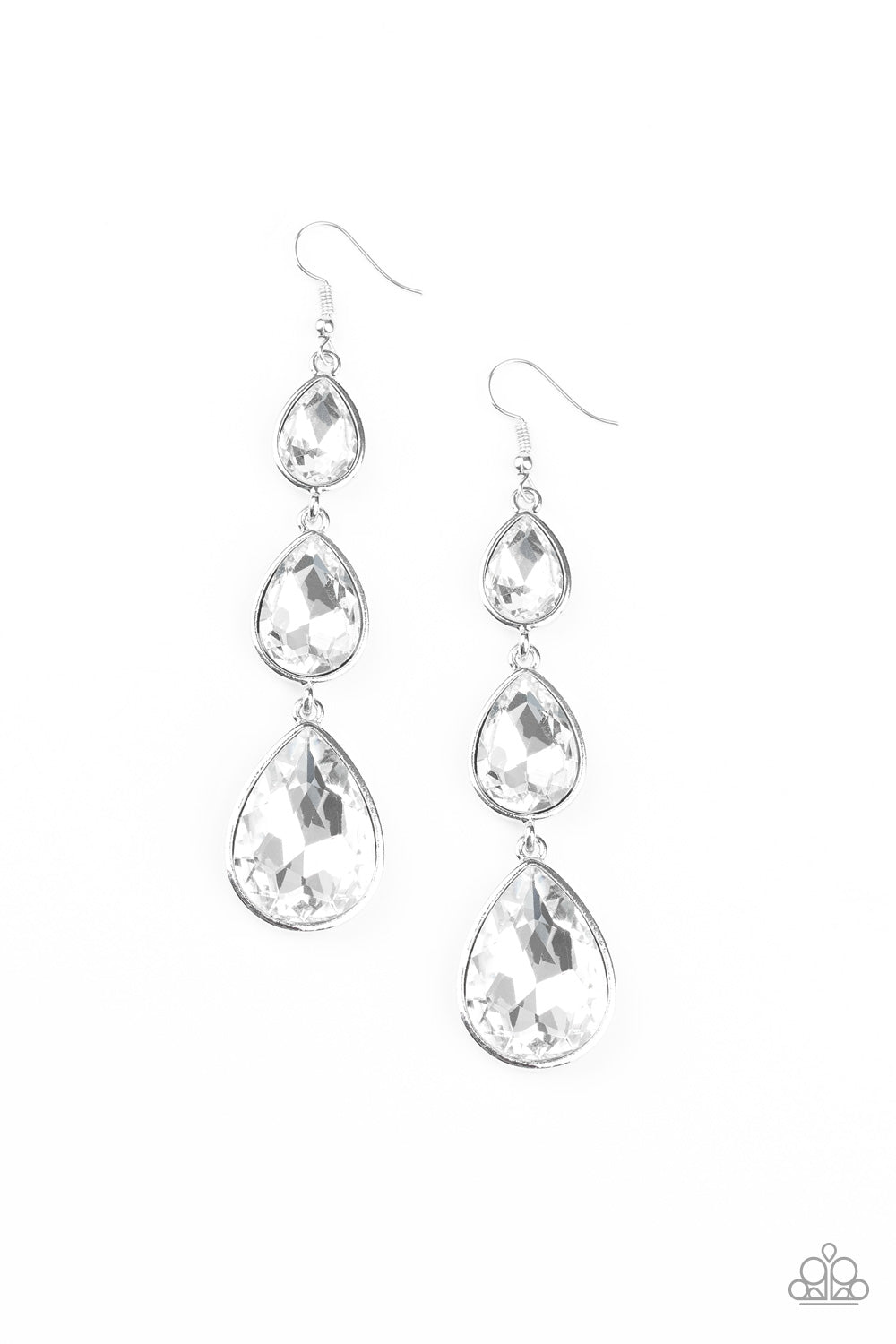 Paparazzi Metro Momentum - White Teardrop Earrings - A Finishing Touch 