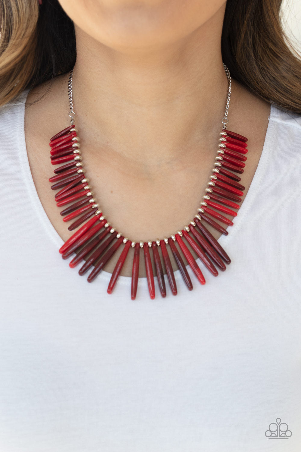 Paparazzi Out of My Element - Red Acrylic Necklace - A Finishing Touch 