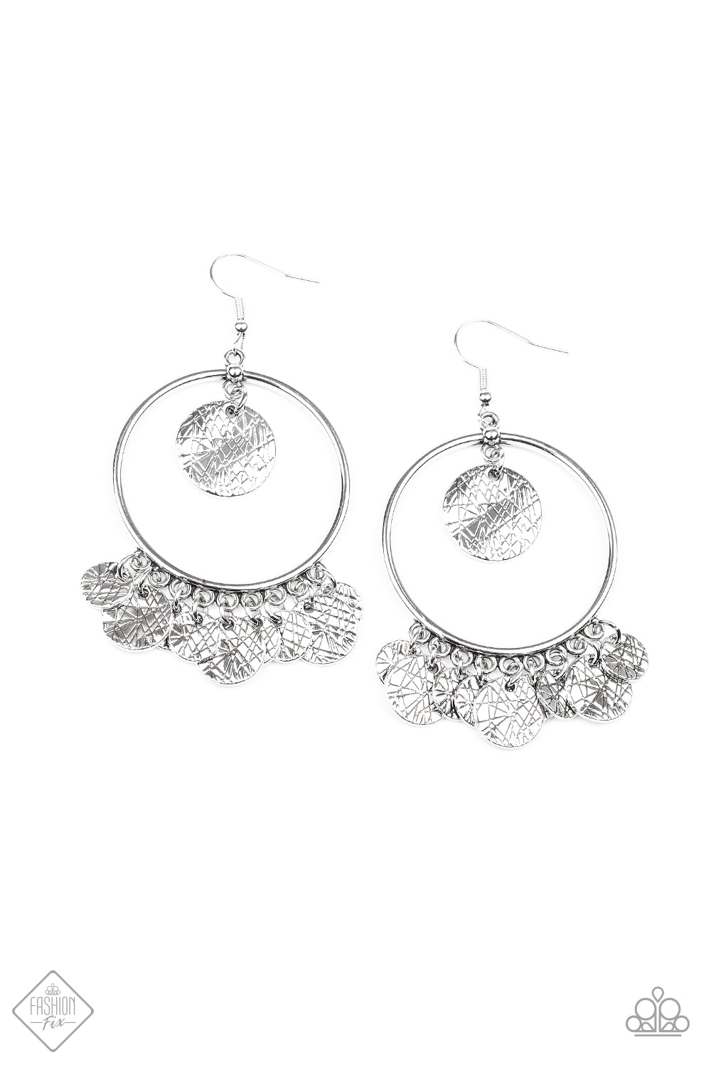 Paparazzi Start From Scratch - Silver - June 2020 Fashion Fix Earrings - A Finishing Touch 